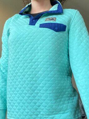 Patagonia Quilted Snap-T Pullover Sweater Teal Size Medium Howling Turquoise